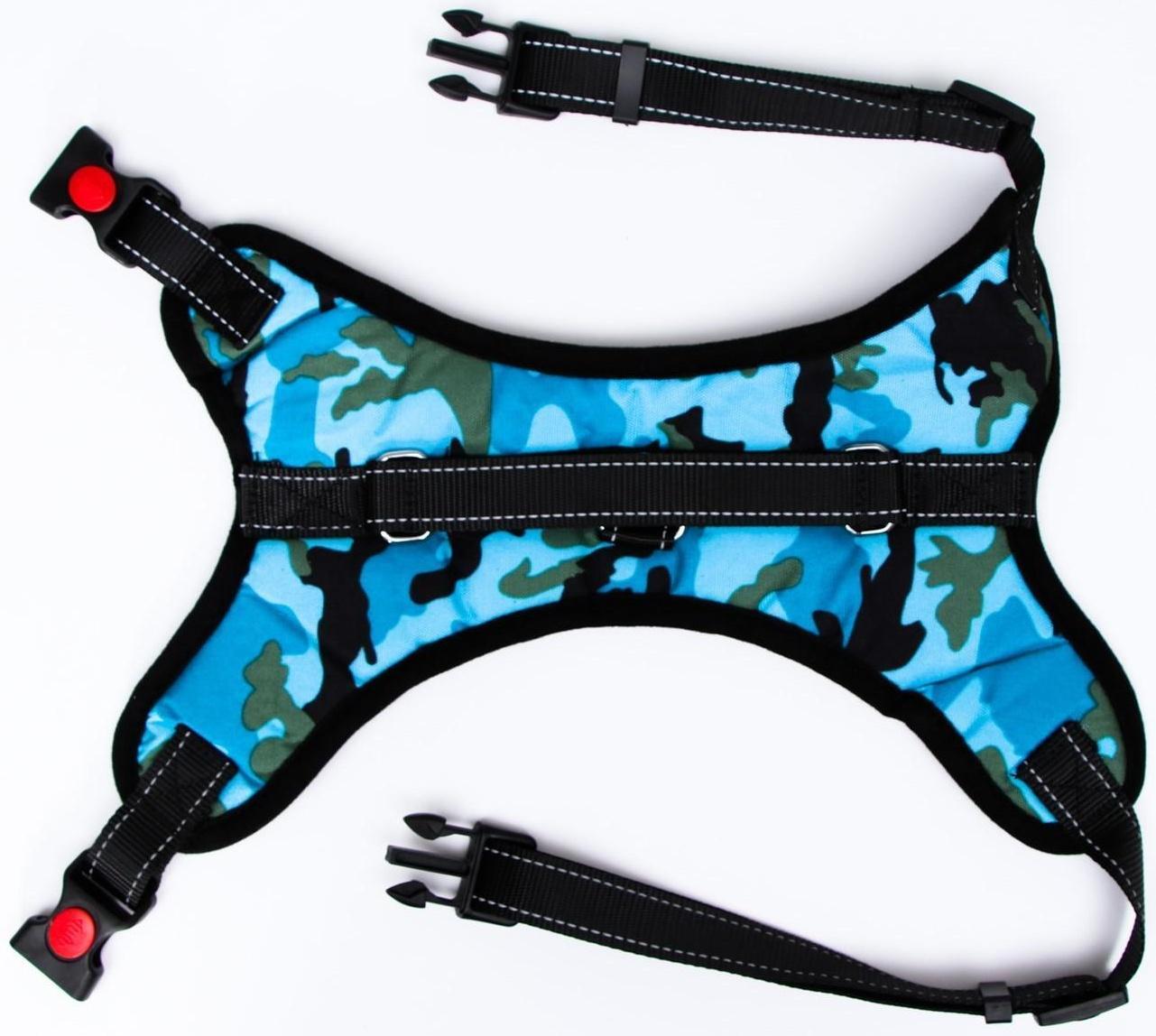 Шлейка мягкая со светоотражающая, XL, расширенная (ОШ 54-69, ОГ 64-86 см), голубая хаки