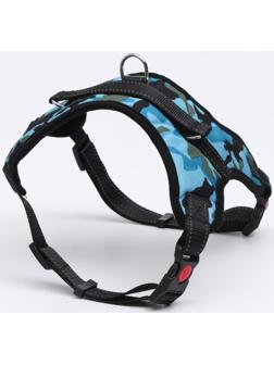 Шлейка мягкая со светоотражающая, XL, расширенная (ОШ 54-69, ОГ 64-86 см), голубая хаки