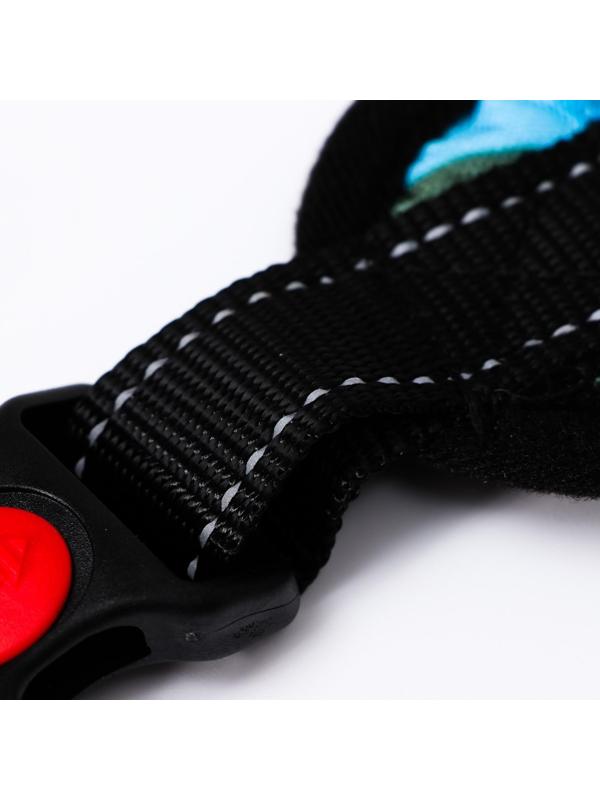 Шлейка мягкая со светоотражающая, XL, расширенная (ОШ 54-69, ОГ 64-86 см), голубая хаки