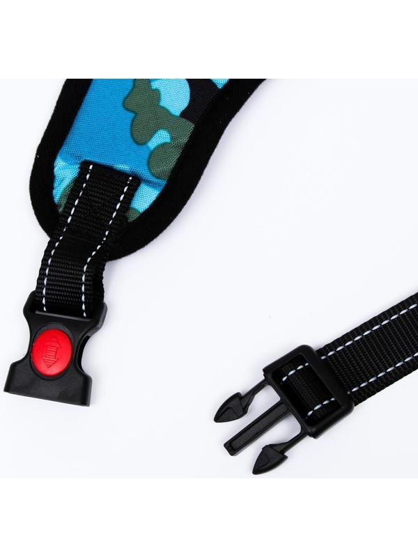 Шлейка мягкая со светоотражающая, XL, расширенная (ОШ 54-69, ОГ 64-86 см), голубая хаки