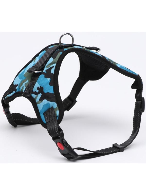 Шлейка мягкая со светоотражающая, XL, расширенная (ОШ 54-69, ОГ 64-86 см), голубая хаки