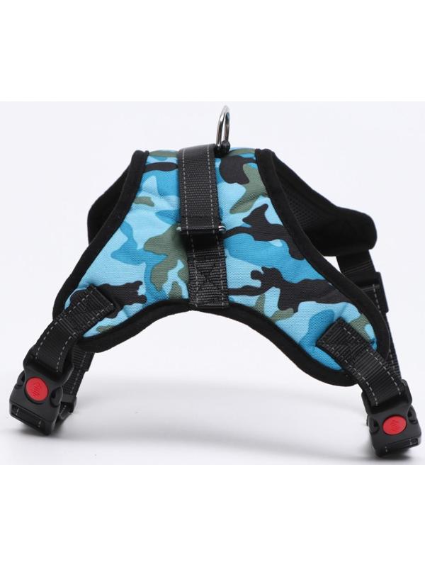 Шлейка мягкая со светоотражающая, XL, расширенная (ОШ 54-69, ОГ 64-86 см), голубая хаки