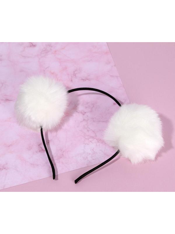 Ободок для волос с пушистыми ушками «Мишка», белый