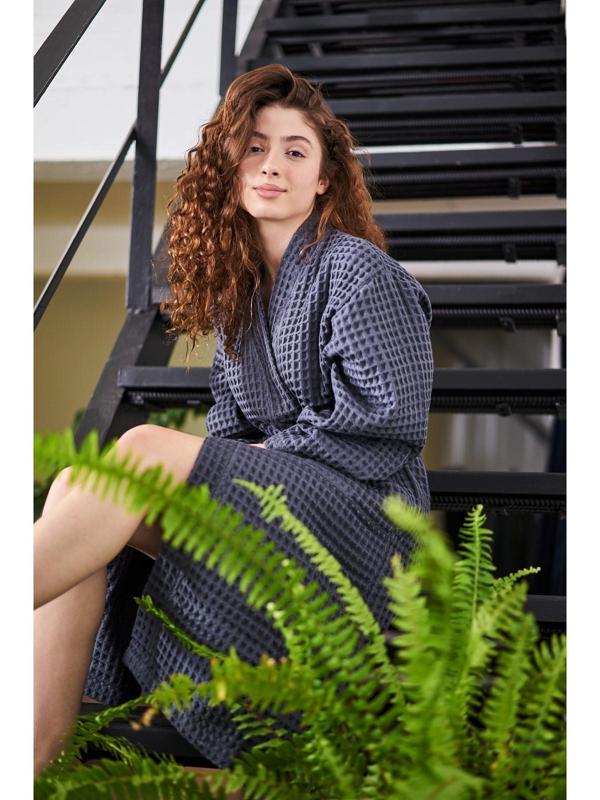 Халат вафельный женский удлинённый Этель 