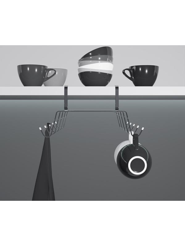Держатель для кружек подвесной на 10 предметов Доляна, 29×14×8,5 см, цвет серебряный