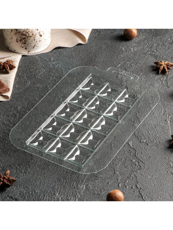 Форма для шоколада и конфет «Плитка Ночной Поцелуй», 17×8,5×1 см, цвет прозрачный