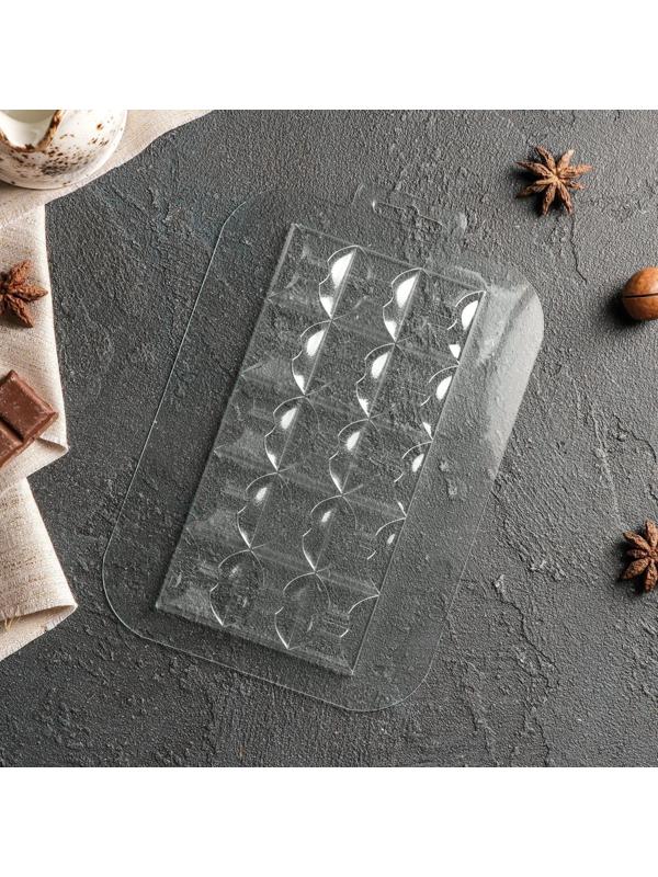 Форма для шоколада и конфет «Плитка Ночной Поцелуй», 17×8,5×1 см, цвет прозрачный