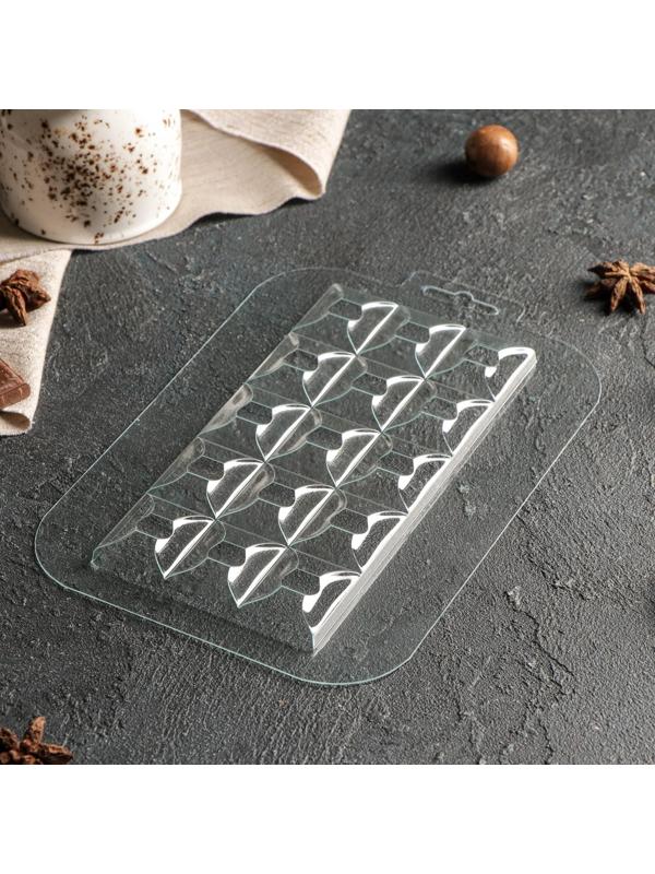 Форма для шоколада и конфет «Плитка Ночной Поцелуй», 17×8,5×1 см, цвет прозрачный