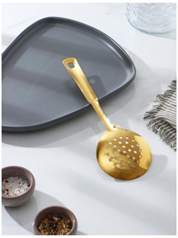 Шумовка из нержавеющей стали, h=25,5 см, цвет золотой