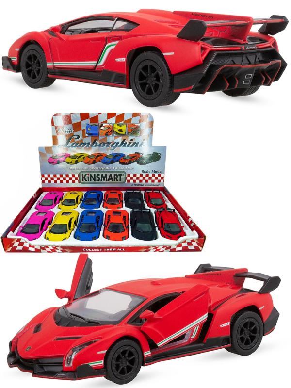 Металлическая машинка Kinsmart 1-32-36 «Matte Lamborghini» KT5370D, инерционная / Красно-черный