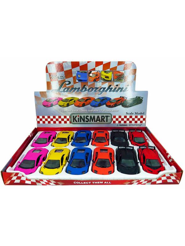 Металлическая машинка Kinsmart 1-32-36 «Matte Lamborghini» KT5370D, инерционная / Красно-черный