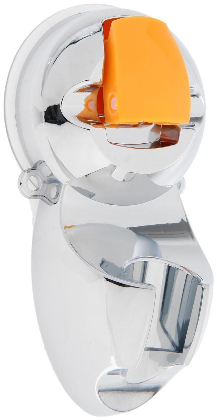 Держатель для душевой лейки ZEIN Z74, на вакуумной присоске, пластик, хром/оранжевый