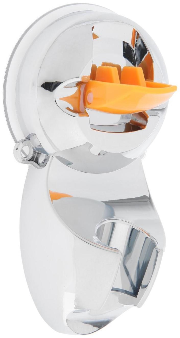 Держатель для душевой лейки ZEIN Z74, на вакуумной присоске, пластик, хром/оранжевый