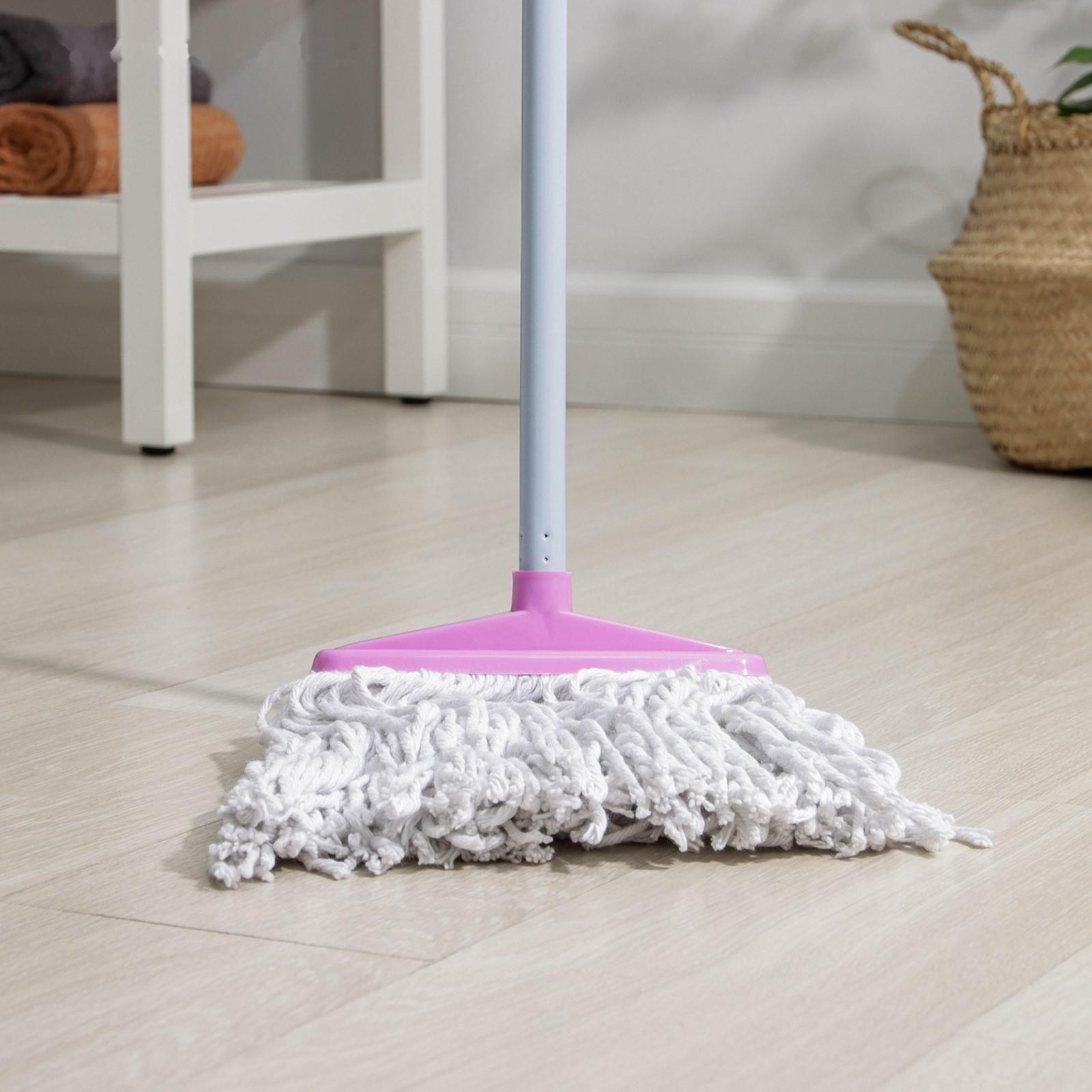 Швабра для мытья пола Доляна «Веревочная плоская», насадка ХБ 23 см, металлическая ручка 118 см, цвет МИКС