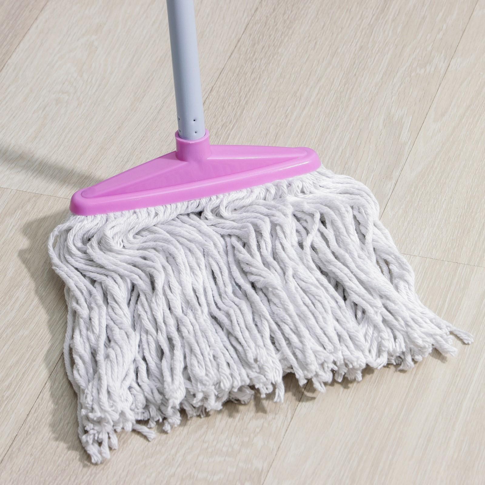 Швабра для мытья пола Доляна «Веревочная плоская», насадка ХБ 23 см, металлическая ручка 118 см, цвет МИКС