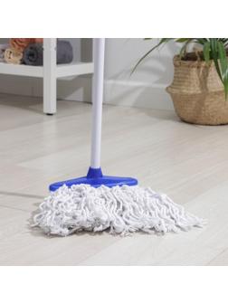 Швабра для мытья пола Доляна «Веревочная плоская», насадка ХБ 23 см, металлическая ручка 118 см, цвет МИКС