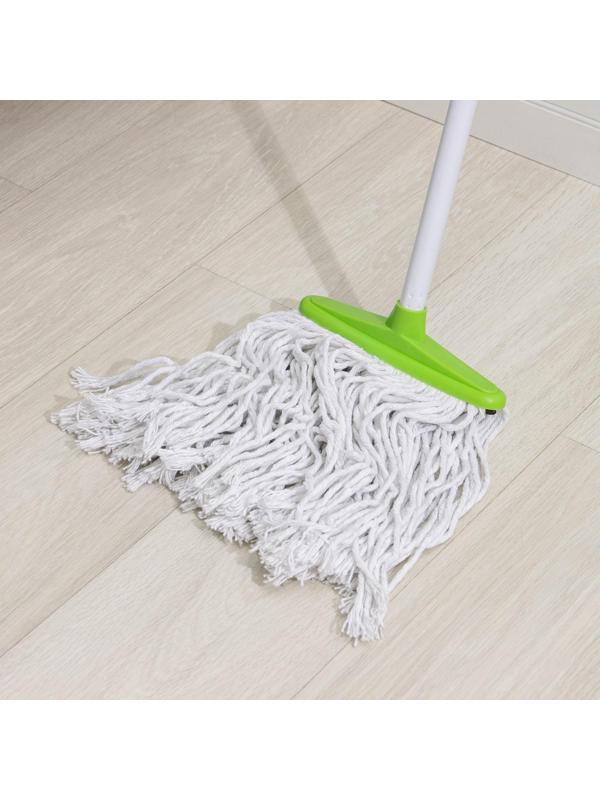 Швабра для мытья пола Доляна «Веревочная плоская», насадка ХБ 23 см, металлическая ручка 118 см, цвет МИКС