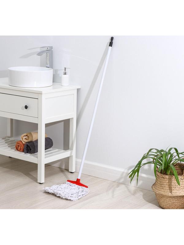 Швабра для мытья пола Доляна «Веревочная плоская», насадка ХБ 23 см, металлическая ручка 118 см, цвет МИКС