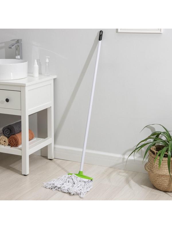 Швабра для мытья пола Доляна «Веревочная плоская», насадка ХБ 23 см, металлическая ручка 118 см, цвет МИКС