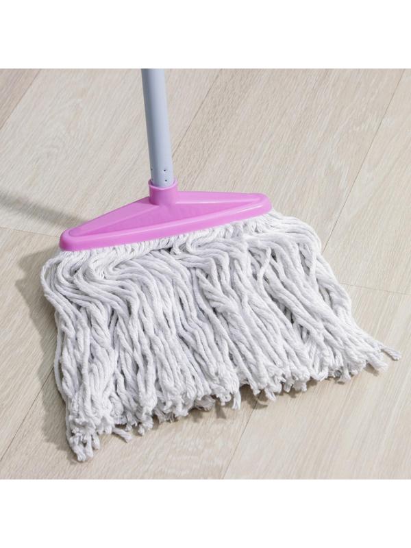 Швабра для мытья пола Доляна «Веревочная плоская», насадка ХБ 23 см, металлическая ручка 118 см, цвет МИКС