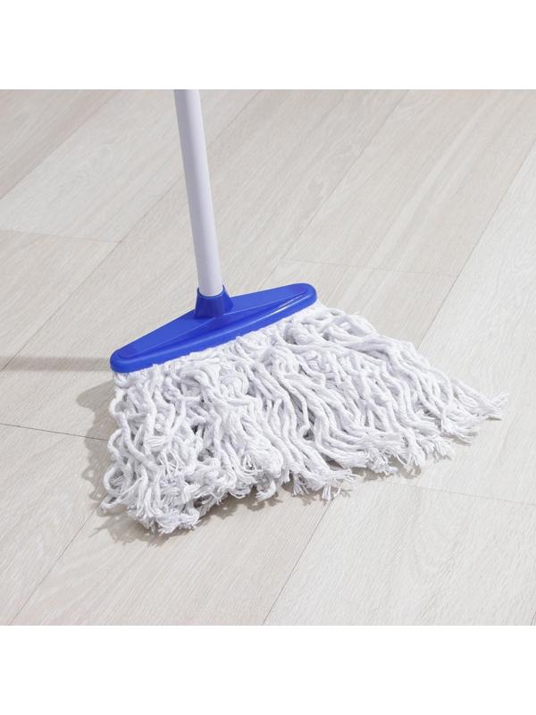 Швабра для мытья пола Доляна «Веревочная плоская», насадка ХБ 23 см, металлическая ручка 118 см, цвет МИКС