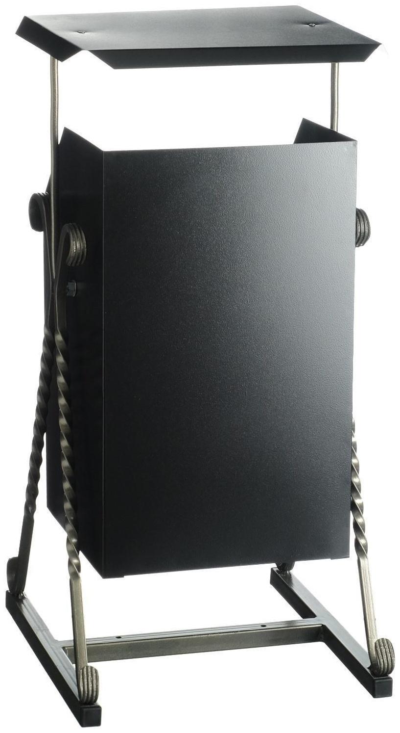 Урна квадратная на гнутых ножках с крышей, 22 л Черная, художественная ковка 2691160