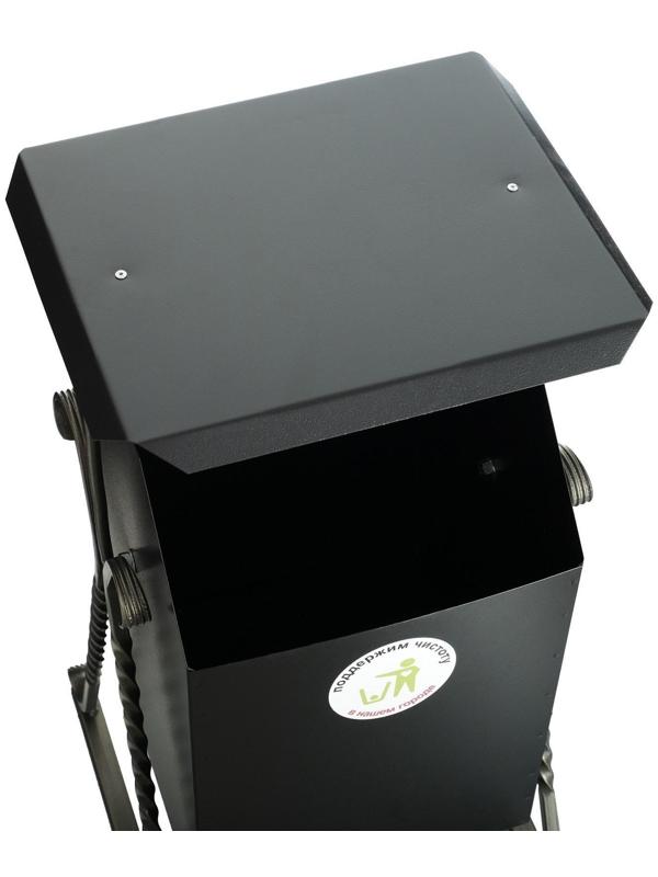 Урна квадратная на гнутых ножках с крышей, 22 л Черная, художественная ковка 2691160