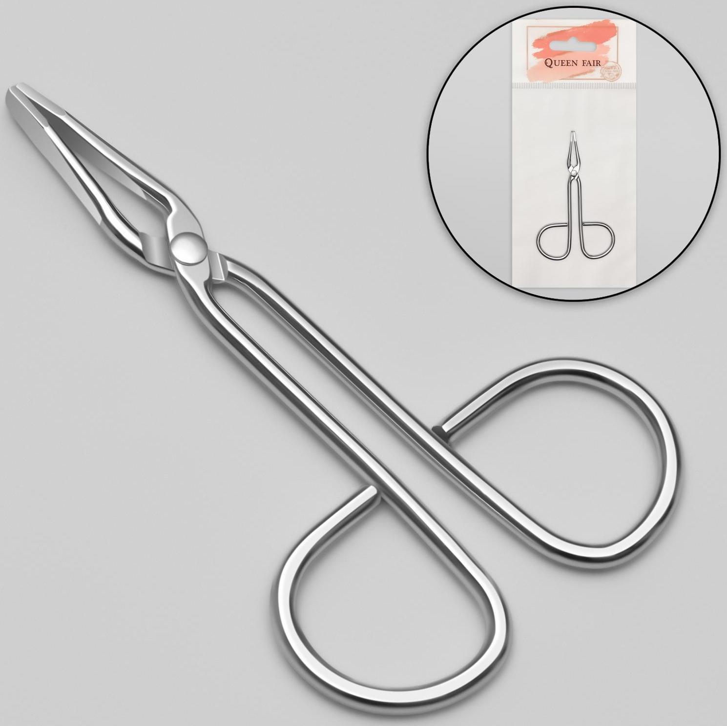 Пинцет в форме ножниц, прямой, 8,2 см, цвет серебристый