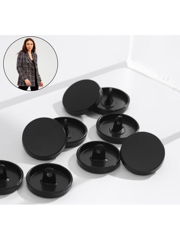 Набор металлических пуговиц на ножке, d = 18 мм, 10 шт, цвет чёрный матовый