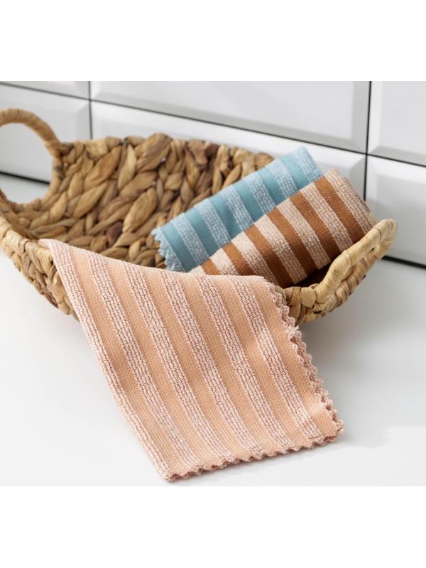 Салфетка для сильных загрязнений Доляна «Полоски», 25×25 см, цвет МИКС