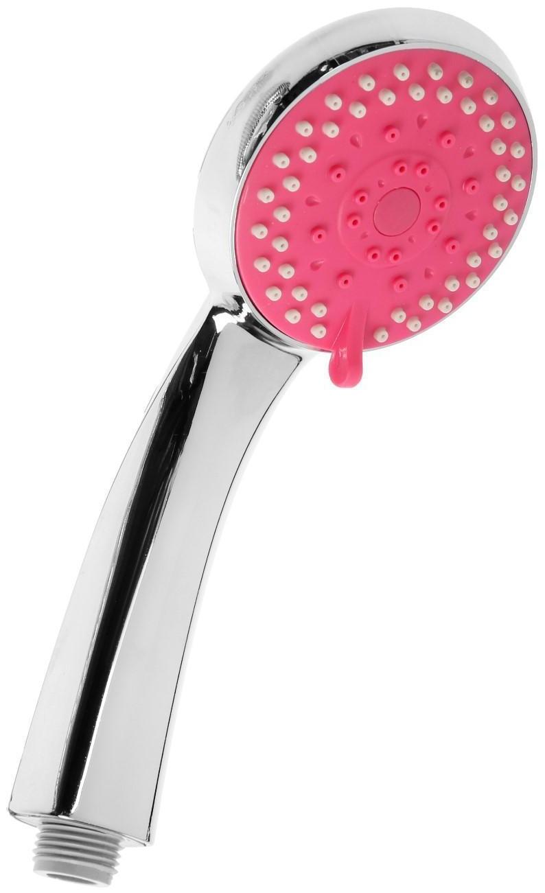 Набор для душа ZEIN Z0805, шланг 150 см, держатель, лейка 5 режимов, розовый/хром