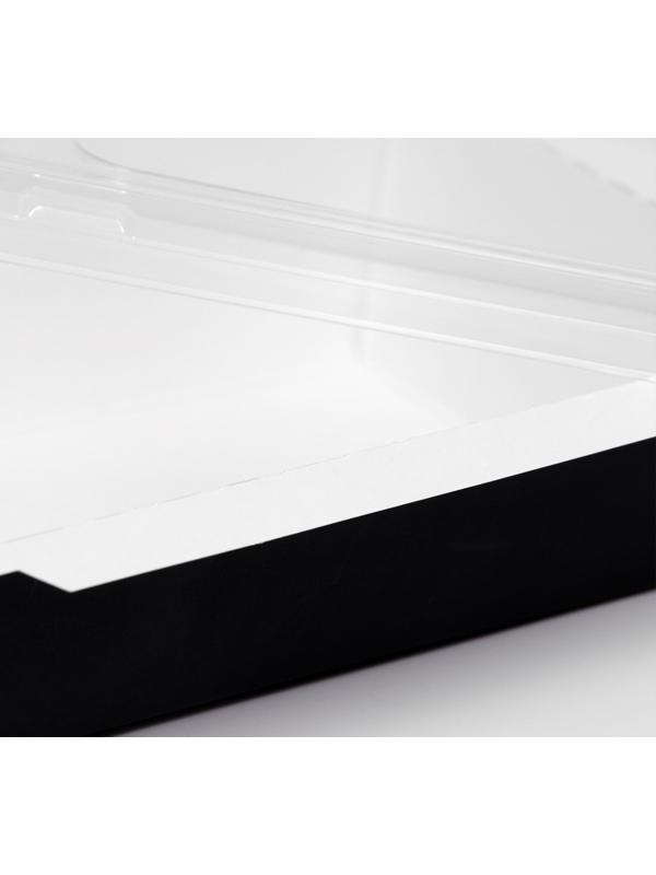 Упаковка, салатник с прозрачной крышкой, черный,  16,5 х 12 х 4,5 см, 0,5 л