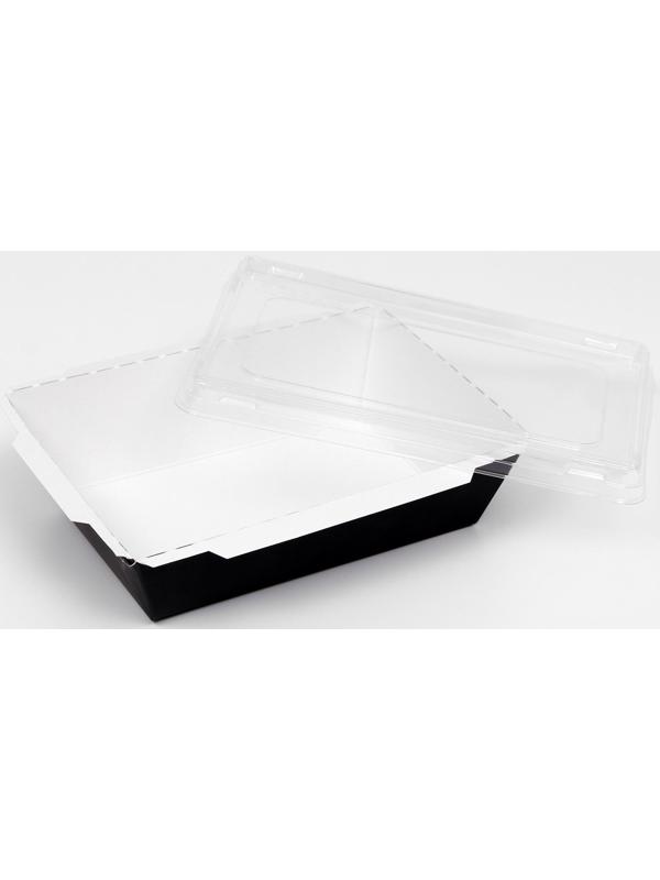 Упаковка, салатник с прозрачной крышкой, черный,  16,5 х 12 х 4,5 см, 0,5 л