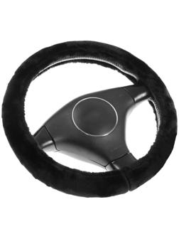 Оплетка на руль меховая, чёрный