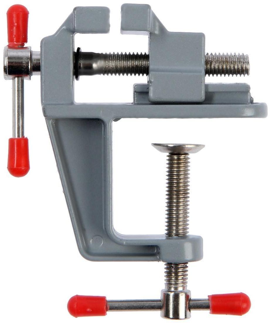 Мини-тиски алюминиевые ТУНДРА, винтовой зажим, 35 мм