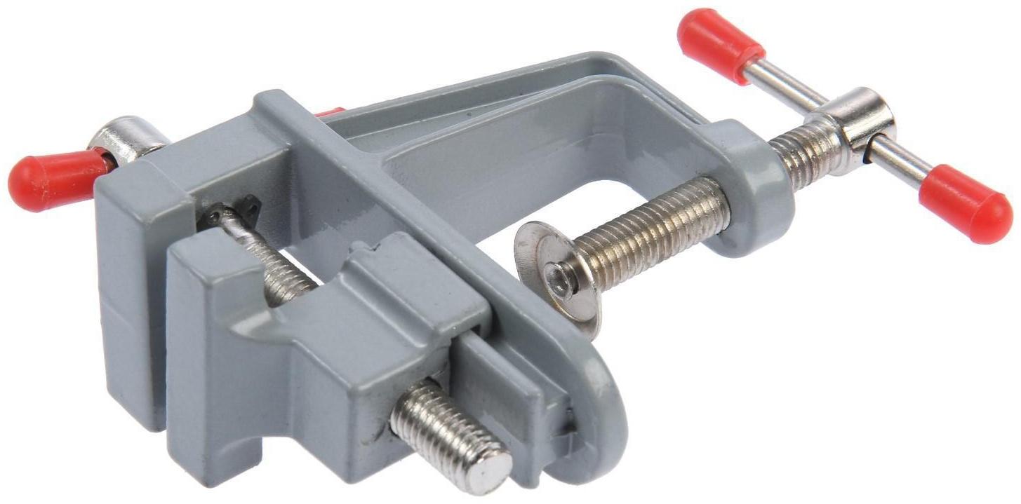 Мини-тиски алюминиевые ТУНДРА, винтовой зажим, 35 мм