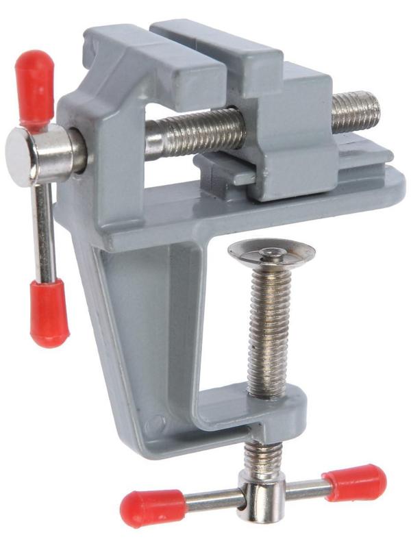 Мини-тиски алюминиевые ТУНДРА, винтовой зажим, 35 мм