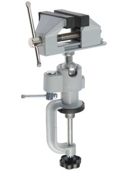 Мини-тиски алюминиевые ТУНДРА, винтовой зажим, поворотный шарнир, 75 мм