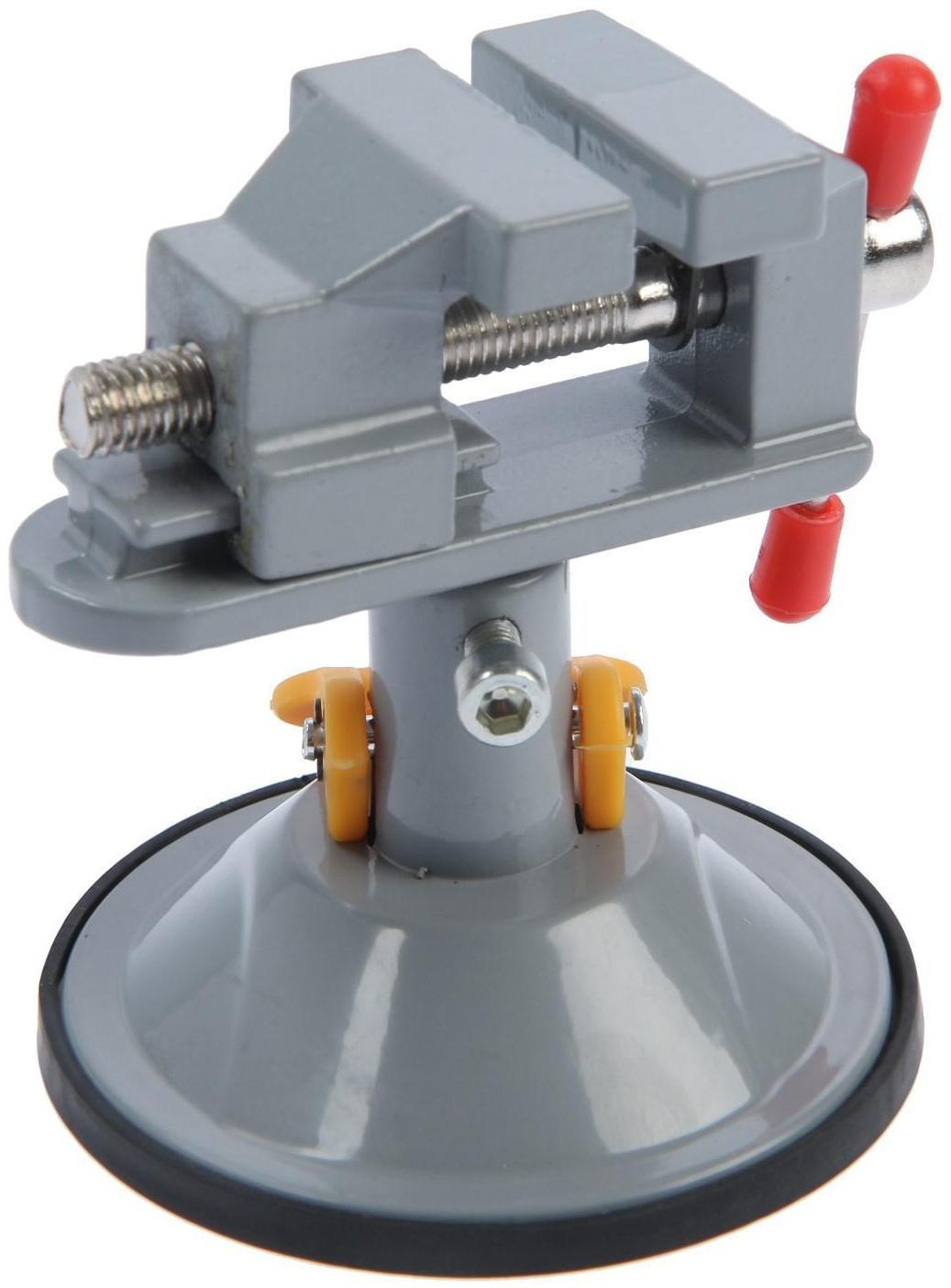 Мини-тиски алюминиевые ТУНДРА, крепление на присоске, поворотные на 180°, 35 мм