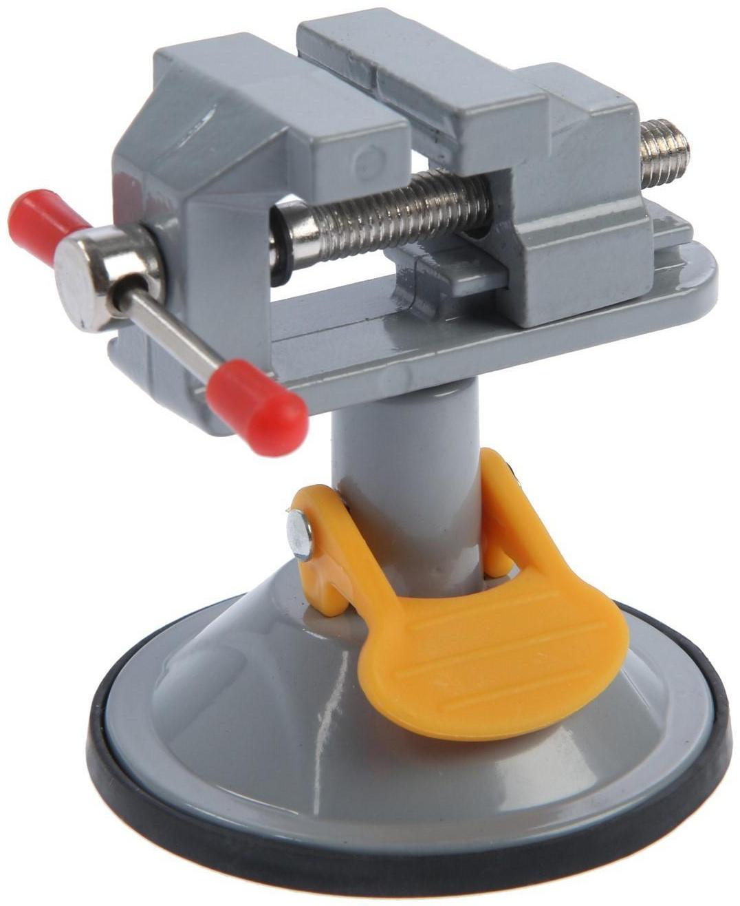 Мини-тиски алюминиевые ТУНДРА, крепление на присоске, поворотные на 180°, 35 мм