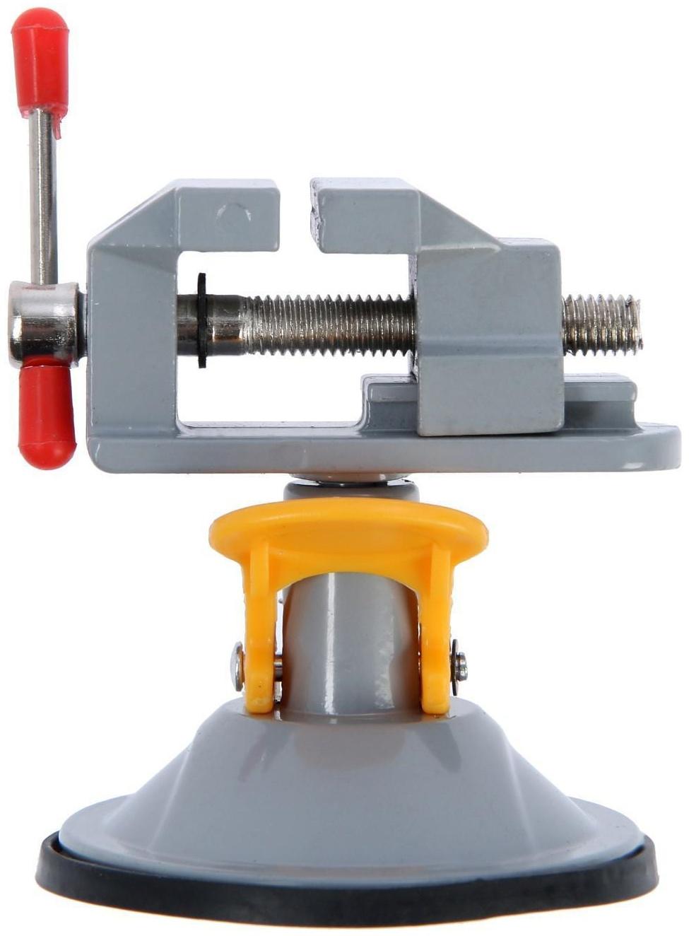 Мини-тиски алюминиевые ТУНДРА, крепление на присоске, поворотные на 180°, 35 мм