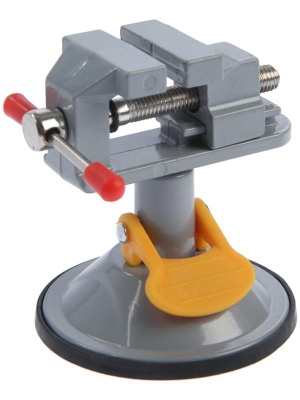 Мини-тиски алюминиевые ТУНДРА, крепление на присоске, поворотные на 180°, 35 мм