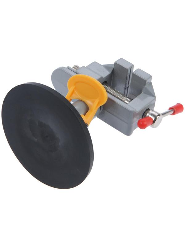 Мини-тиски алюминиевые ТУНДРА, крепление на присоске, поворотные на 180°, 35 мм