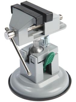 Мини-тиски алюминиевые ТУНДРА, усиленное крепление на присоске, поворотный шарнир, 75 мм