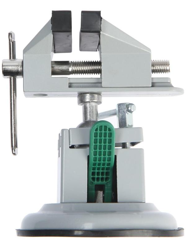 Мини-тиски алюминиевые ТУНДРА, усиленное крепление на присоске, поворотный шарнир, 75 мм