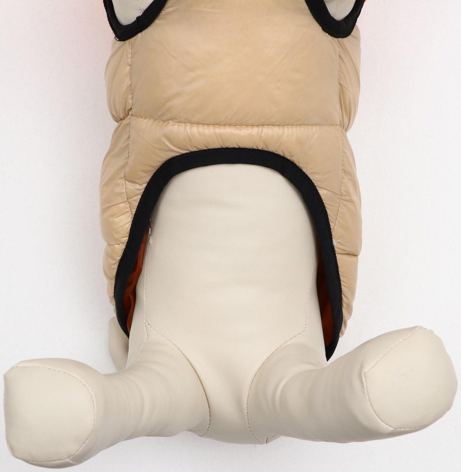 Куртка для собак на молнии, размер 14 (ДС 32 см, ОГ 42 см, ОШ 31 см), бежевая с оранжевым