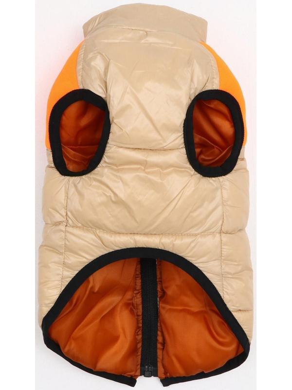 Куртка для собак на молнии, размер 14 (ДС 32 см, ОГ 42 см, ОШ 31 см), бежевая с оранжевым