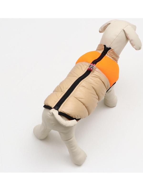 Куртка для собак на молнии, размер 14 (ДС 32 см, ОГ 42 см, ОШ 31 см), бежевая с оранжевым