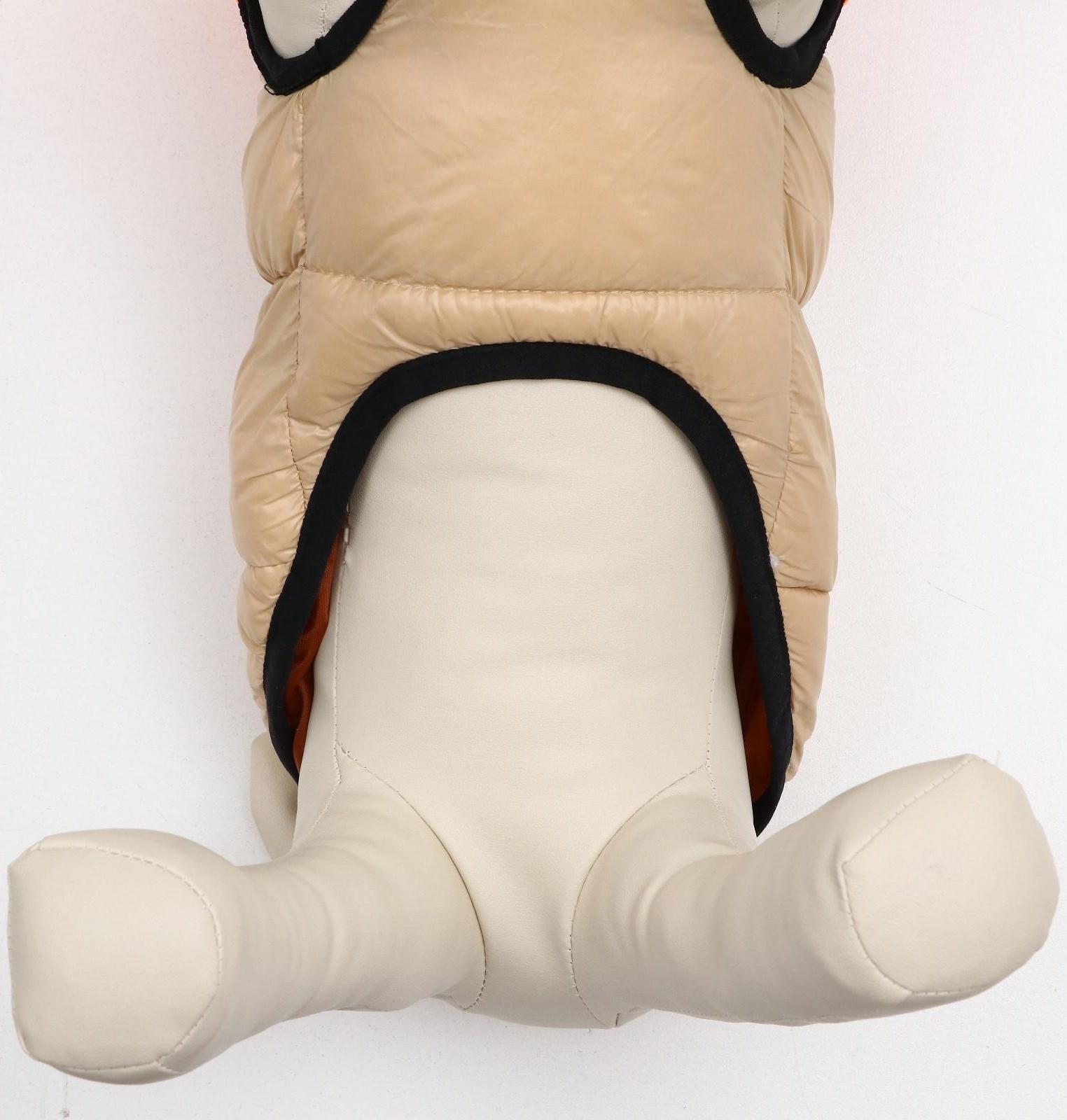 Куртка для собак на молнии, размер 16 (ДС 36 см, ОГ 46 см, ОШ 35 см), бежевая с оранжевым