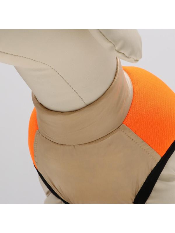 Куртка для собак на молнии, размер 16 (ДС 36 см, ОГ 46 см, ОШ 35 см), бежевая с оранжевым